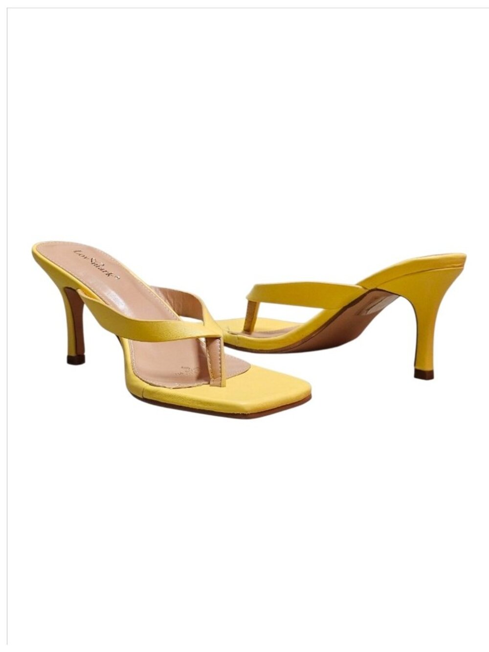 Yellow Square-Toe High-Heel Sandals With Strap Design For Women - Picture 11 of 14